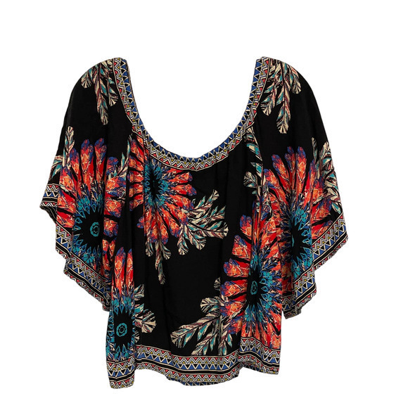 Free Market by Flying Tomato Size Medium Boho Tie-Die style Blouse Pre-Owned - Picture 3 of 5